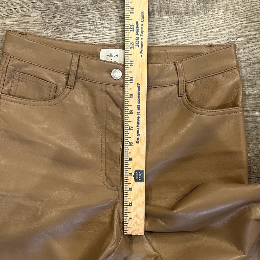 Aritzia Wilfred The Melina Straight Leg Faux Leather Brown Pants - Picture 4 of 11